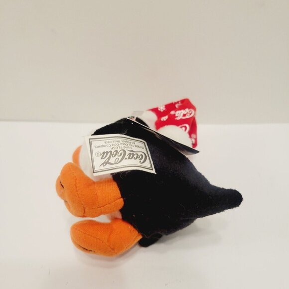 Vtg Mini Coca-Cola Ornament Penguin Stocking Hat Plush Stuffed Toy - Picture 4 of 4